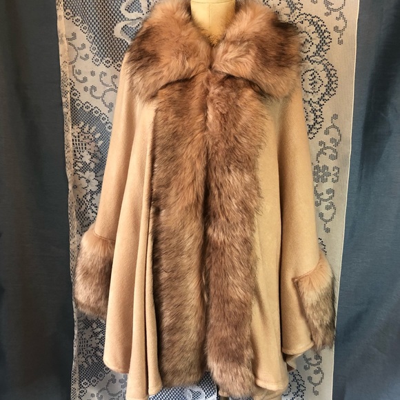 Joseph Ribkoff - Fur Poncho in Champagne - Picture 3 of 10